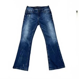 dELiA's Distressed Y2k Flared Leg Blue Denim Jeans Sz 0P Bratz Style Retro Flare